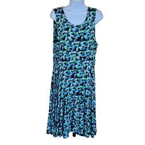 Sleeveless Jewel tone Print pattern Dress Keyhole Back nautical beach fairycore